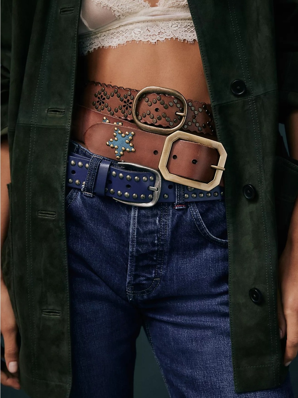 Free People Starcrossed Studded Belt Size S/M